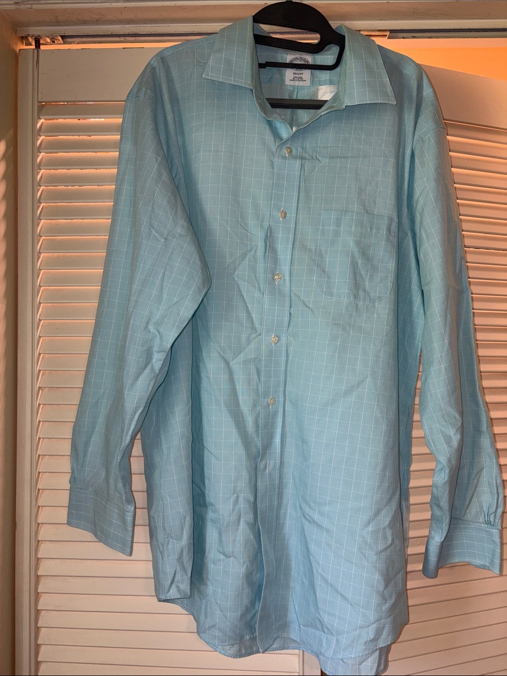 Brooks Brothers Light Blue Windowpane Dress Shirt
